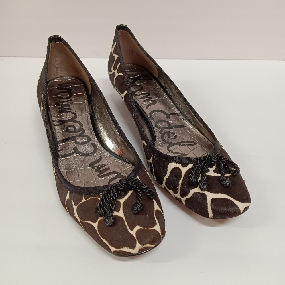 NEW Sam Edelman Hope Giraffe Hair Calf Low-Heels with Bow Accent